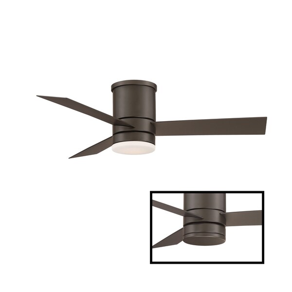 Axis 3-Blade Smart Flush Mount Ceiling Fan 44in Bronze With 3000K LED Light Kit And Remote Control